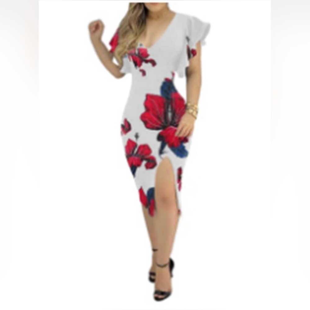 Long evening wear womens Long dress floral printed.